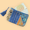 刺繍パッチワークポーチ　ブルー - アジアの手仕事雑貨cocowa